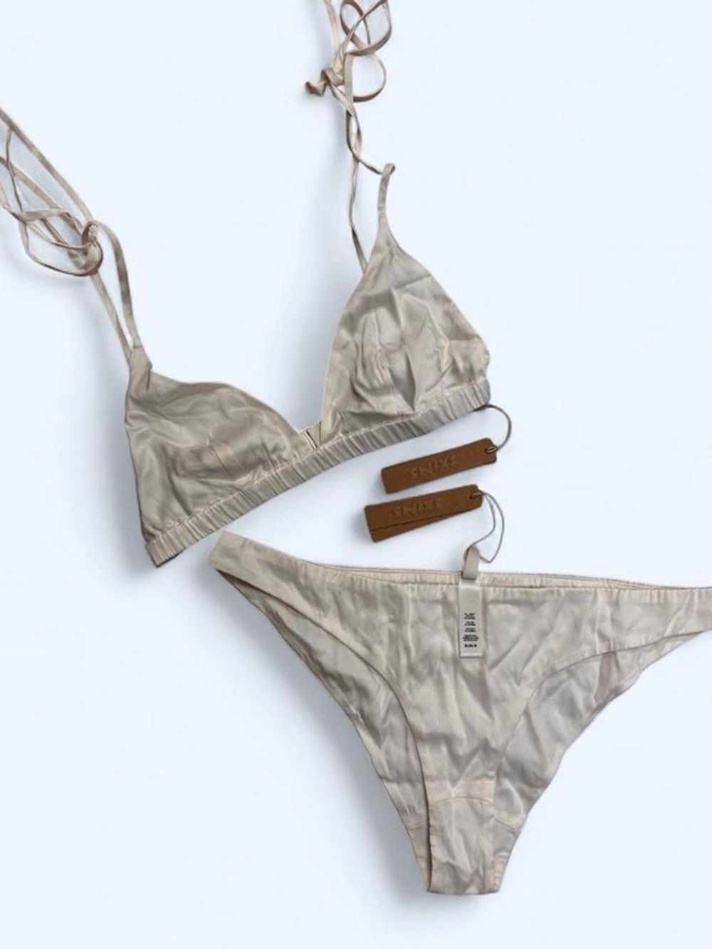 Skims NWT Silk Triangle Bralette and Bikini panties set